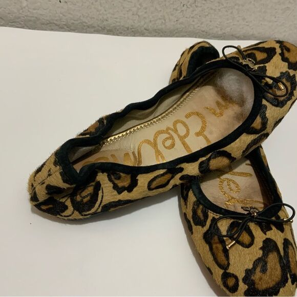 Sam Edelman Felicia Ballet Flat Ballerina Nude Leopard Calf Hair Leather… - Picture 3 of 6